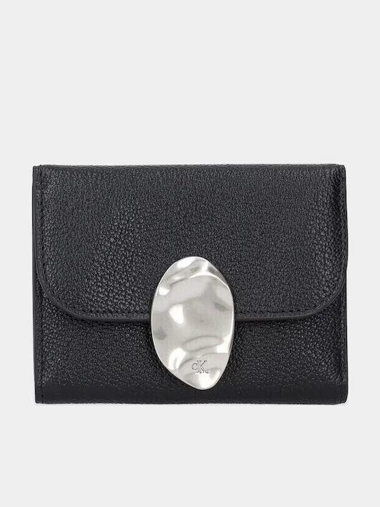 Calvin Klein Trifold Μικρό Δερμάτινο Γυναικείο Πορτοφόλι Καρτών με RFID Γκρι