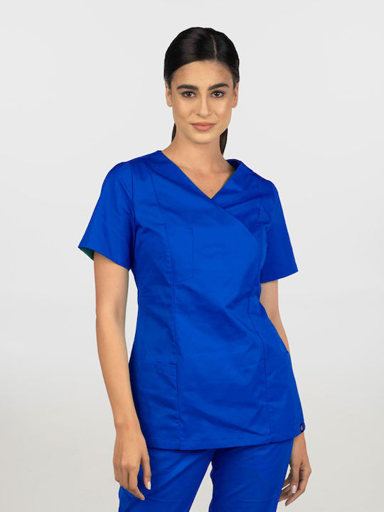 Women's V-Neck Work Shirt Mixed Gabardine Cassa...