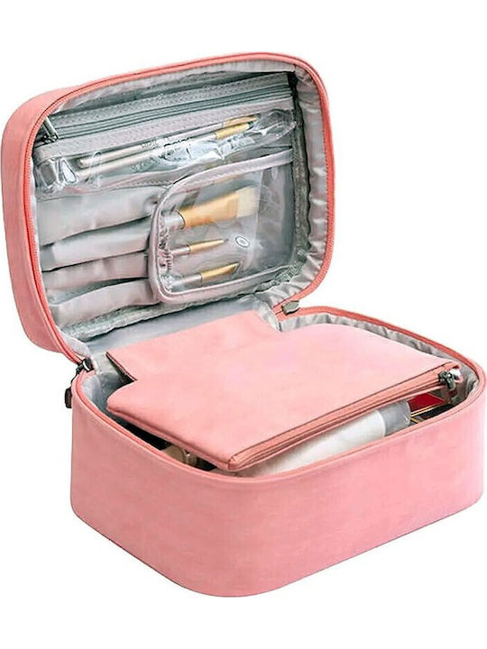 Vtg Compact Pink Travel Toiletry Bag Waterproof Pouches & Double Zipper