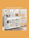 Console Table Wood & Glass White L100xW30xH80cm