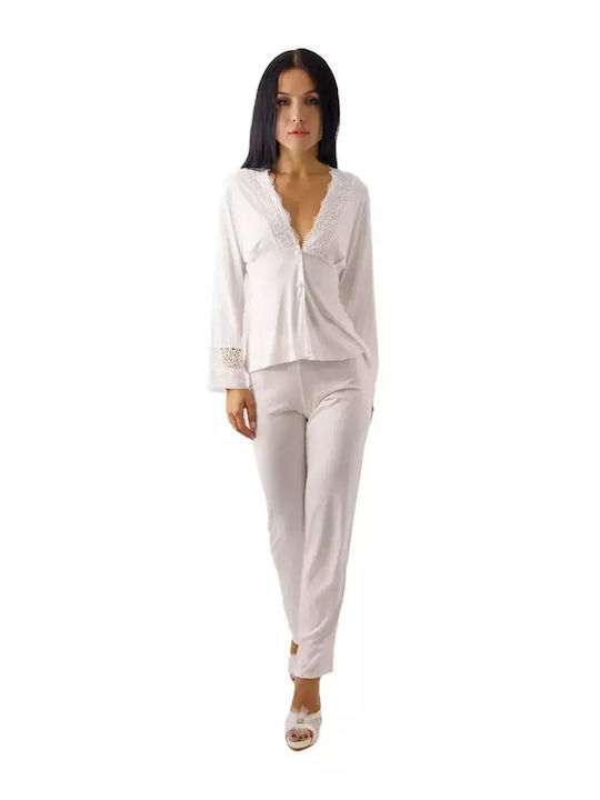 FMS De mireasă Set Pijamale pentru Femei White