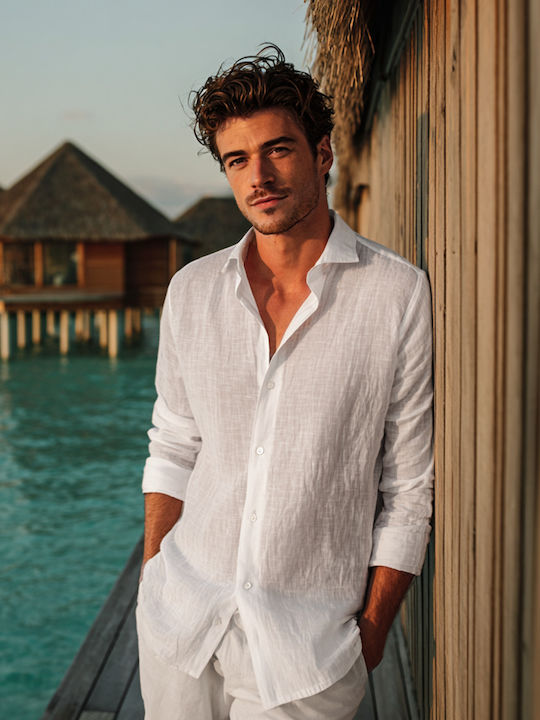 Panda Clothing Long-sleeved Linen Shirt White