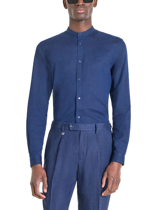Toledo Long-sleeved Linen Shirt Blue