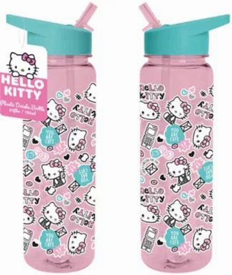 Pyramid International Kids Water Bottle Hello Kitty Plastic with Straw 700ml