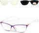 Alpin Clip On Women's Reading Glasses +1.50 with Magnet in Lilac Color