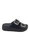 Leather Women's Flat Sandals Anatomic in Black Color