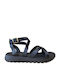 Leather Women's Flat Sandals in Black Color