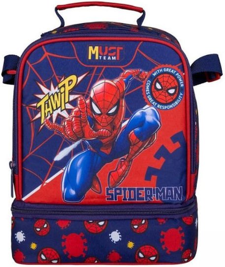 Must Team Spiderman Thwip Σχολικό Ισοθερμικό Τσαντάκι Φαγητού Χειρός 7lt Μπλε Spiderman 22x16x28cm