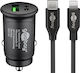 Goobay Зарядно за кола 27W 3Спецификация Бързо Зареждане с Портове: 1xUSB 1xType-C заедно с Кабел Lightning Черен Цвят