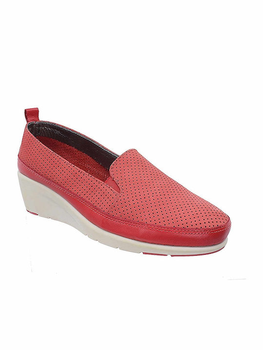 Verosoft Leather Women's Loafers in Red Color