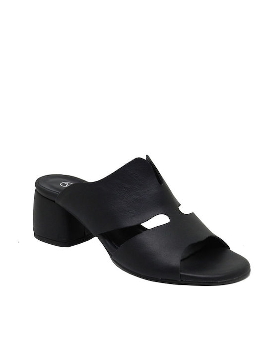 Nitro Fashion Δερμάτινα Mules Μαύρα
