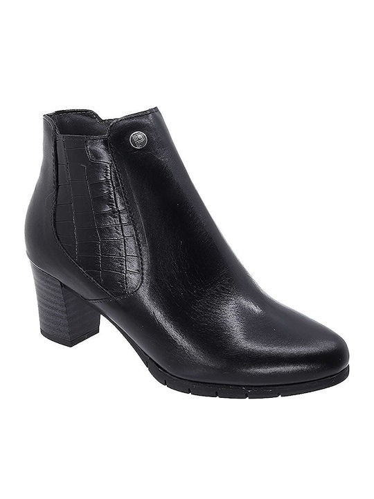 Leder Stiefeletten Damen Schwarz