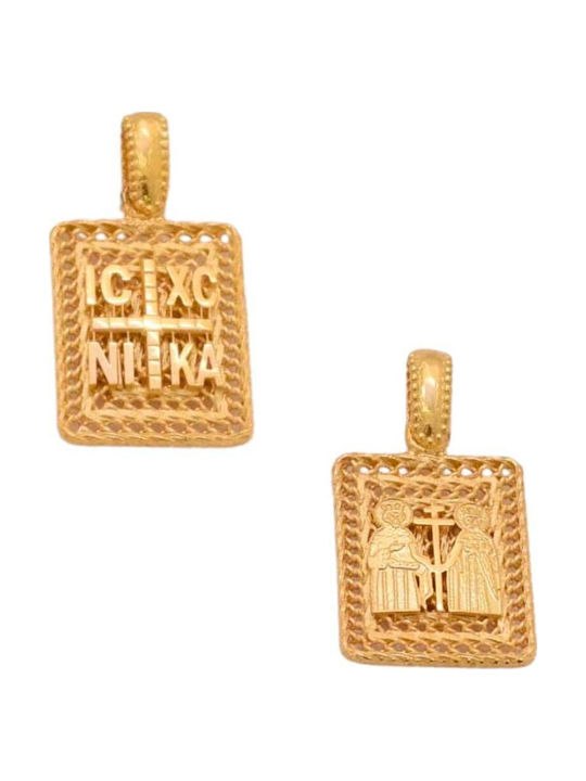 Gatsa Pendant Kids Talisman Double Sided Konstantinato made of Gold 14K F85