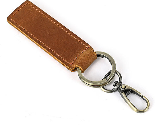 Leather Keychain Hoop & Hook Brown 105mm 1pc