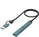 Onten Hub 4 Θυρών USB 3.0 με σύνδεση USB-C