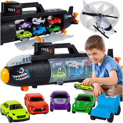 Isp Children's Parking "likesmart Shark Submarine" Carry Handle Rotating Propeller 5 Cars Helicopter Black