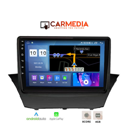 Carmedia Ηχοσύστημα Αυτοκινήτου για Ford Fiesta 2010-2018 (Bluetooth/USB/WiFi/GPS/Apple-Carplay/Android-Auto) με Οθόνη Αφής 9"
