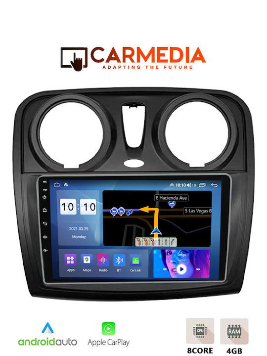 Carmedia Car Audio System for Dacia Dokker 2012 (Bluetooth/USB/WiFi/GPS/Apple-Carplay/Android-Auto) with Touch Screen 9"