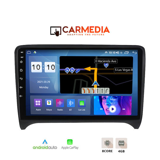 Carmedia Ηχοσύστημα Αυτοκινήτου για Audi TT 2007-2015 (Bluetooth/USB/WiFi/GPS/Apple-Carplay/Android-Auto) με Οθόνη Αφής 9"