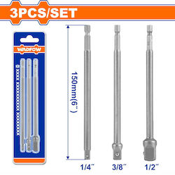 Wadfow Set Long Adapters 150mm 1/4" 3/8" 1/2" 3pcs Wsv4k03