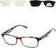 Alpin Clip On Women's Reading Glasses +4.00 with Magnet in Brown Color