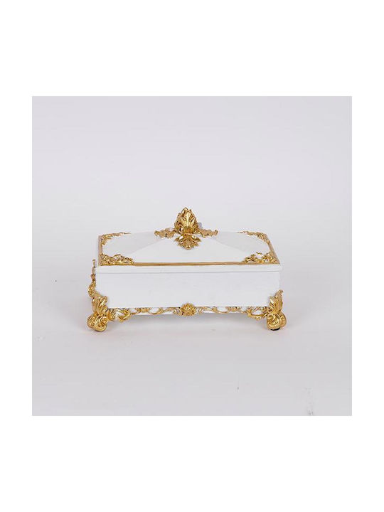 Estheti Home Dekoratives Polyresin-Behälter Weiß Gold 21,8x12x12cm 752-28619