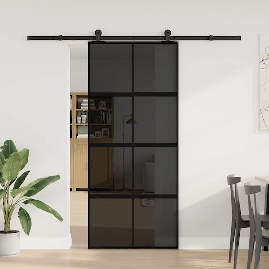 vidaxl Ușă Glisantă Set Accesorii 90x205 Cm Sticlă Aluminiu