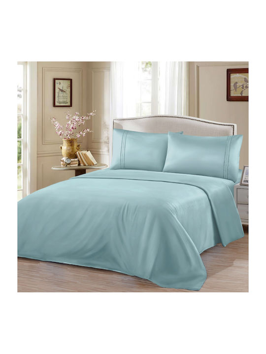 My Home Luxury Duvet Cover Set 220x240cm Super King With 2 Pillowcases & 1 Bed Sheet Petrol Blue
