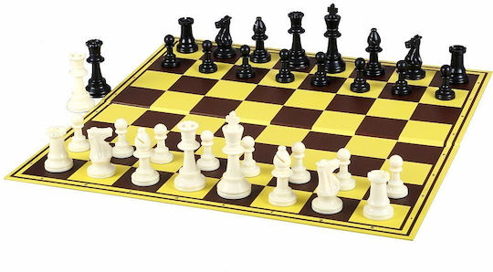 Chess Checkers Set Plastic Pieces Dcp03g + 27 Mm Plastic Checkers + Foldable Double-sided Cardboard Chessboard 64 100 Squares