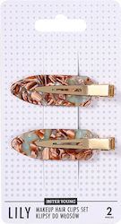 Sister Young Lily Makeup Hair Clips Set Green Coffee 2 Τεμάχια