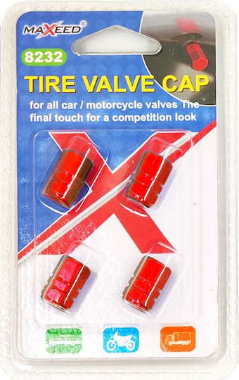 Maxeed Car Tire Valve Caps Red 4pcs