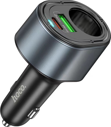 Hoco Зарядно за кола 35W 3Спецификация Бързо Зареждане с Портове: 1xUSB 2xType-C Черен Цвят
