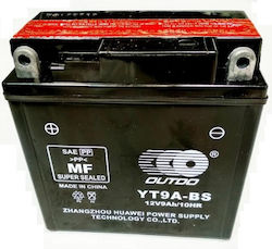 Outdo Closed Type Motorcycle Battery YT9A-BS with Capacity 9Ah