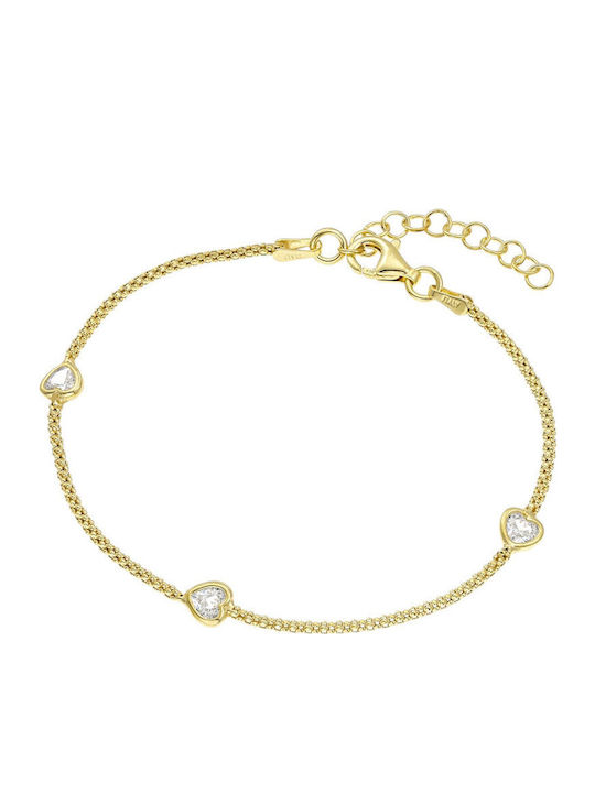 Vogue Women's Silver Gold Plated Bracelet with Zircon 19cm