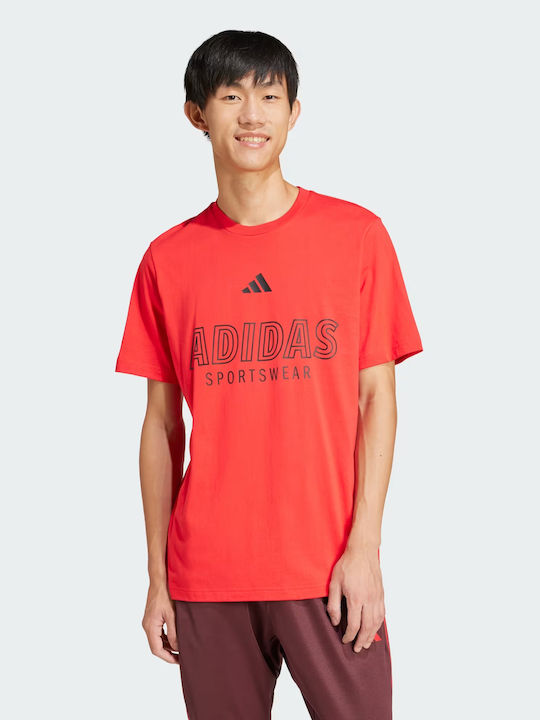 adidas Linear Graphic Short Sleeve T-shirt Red