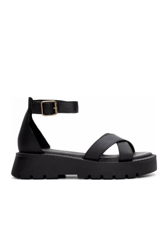 Women's Flat Sandals Flatforms in Black Color