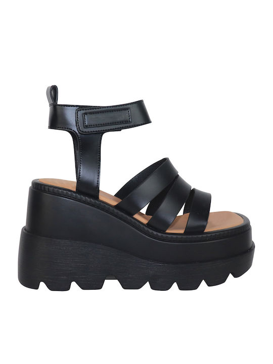 Women's Synthetic Leather Platform Shoes Black