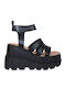 Women's Synthetic Leather Platform Shoes Black