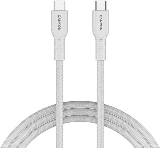Canyon Braided USB 2.0 Cable USB-C Male - USB-C 60W PD White 1m