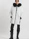 Women's Lifestyle Jacket Waterproof and Windproof for Winter with Hood White