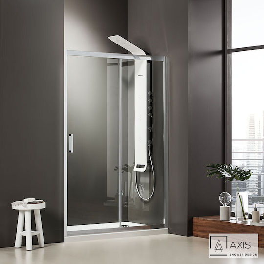 Πόρτα Ντουζιέρας 110xh185cm Κρύσταλλο 6 Χιλ Clean Glass 1 Σταθερό & 1 Συρόμενο Φύλλο Axis Slider 1+1 Slx110c-100