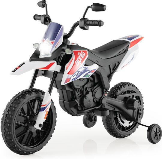 Motocicletă Pentru Copii Aprilia Electrică 12 Volți Albă