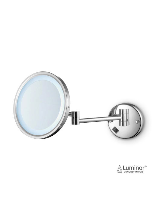 Luminor Magnifying Round Bathroom Mirror Led 21.5x21.5cm Silver