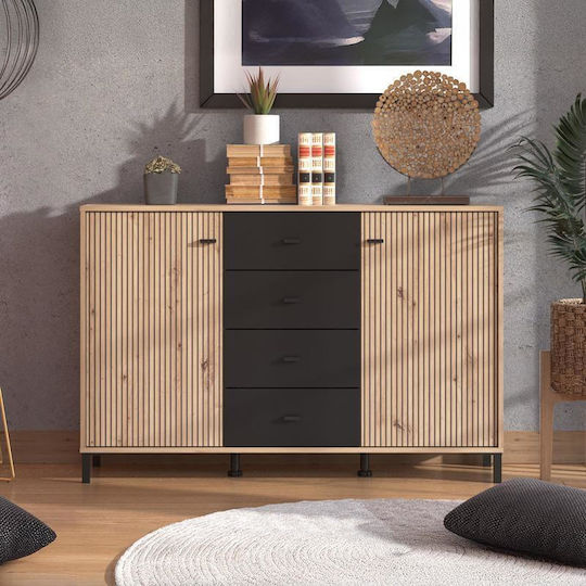 Μπουφές Avignon 138 Artisan Oak, Μαύρο 139x40x90cm