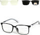 Alpin Clip On Men Reading Glasses +1.50 with Magnet in Black Colour