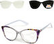Alpin Clip On Women Reading Glasses +1.00 with Magnet in Gray Color