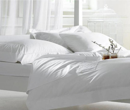 Hotel Bettlaken 170x200+28 King Size Perkali Super 90's Baumwoll-Poly Palatex Weiß Angepasst