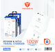Technovo Încărcător Fără Cablu cu Port USB-A și 2 Porturi USB-C 100W Livrarea energiei / Quick Charge 3.0 Albς (TN-C030)