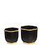Metal Set of 2 Polygonal Plant Pots Black and Gold 39.5x34x31.5cm 35.5x29x28.5cm