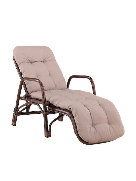 Deckchair Bamboo with Cushion Brown 67x101cm.
